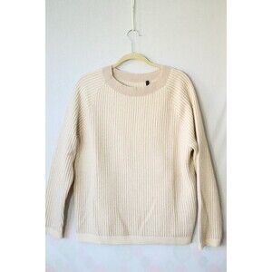 Theory Cashmere beige sweater crew neck pullover M oversized